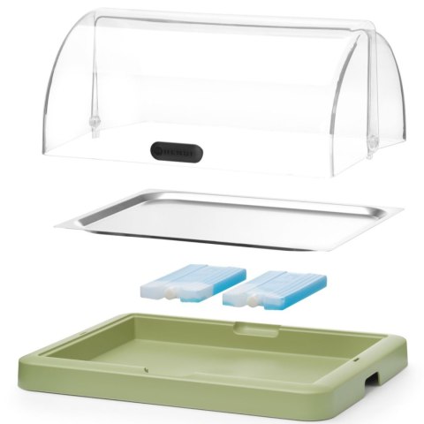 Witrynka chłodząca bufetowa z pokrywą roll-top Duo UNIQ - zielona