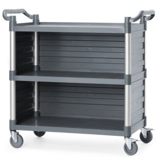Wózek kelnerski serwisowy z bocznymi panelami do 150 kg 3-półki 842x486 mm
