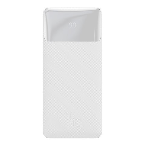 Bipow powerbank z szybkim ładowaniem 20000mAh 15W USB microUSB 25cm biały