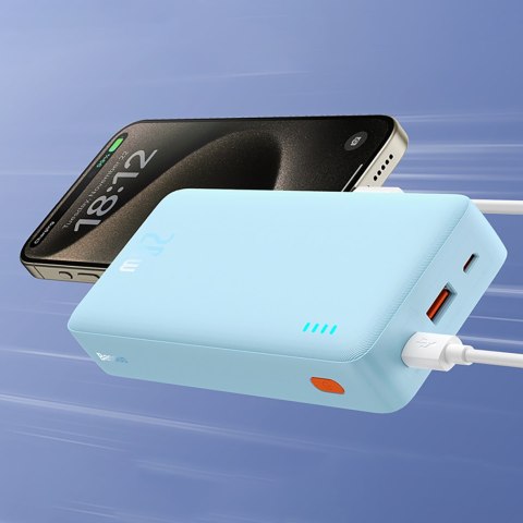 Powerbank 20000mAh Airpow 20W z kablem USB-A - USB-C 50cm - niebieski