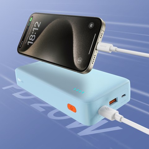 Powerbank 20000mAh Airpow 20W z kablem USB-A - USB-C 50cm - niebieski