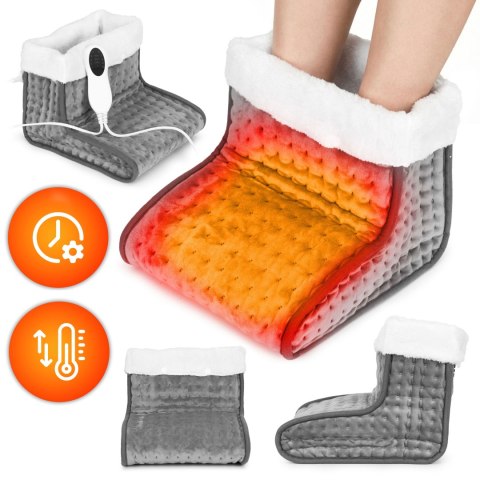Elektryczny ogrzewacz do stóp z pilotem miękki but 10 poziomów grzania ciemnoszary ModernHome
