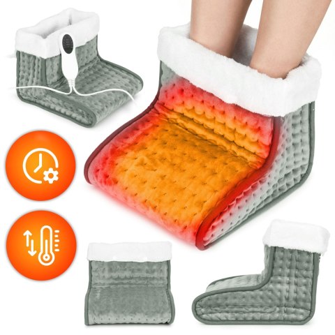 Elektryczny ogrzewacz do stóp z pilotem miękki but 10 poziomów grzania jasnoszary ModernHome