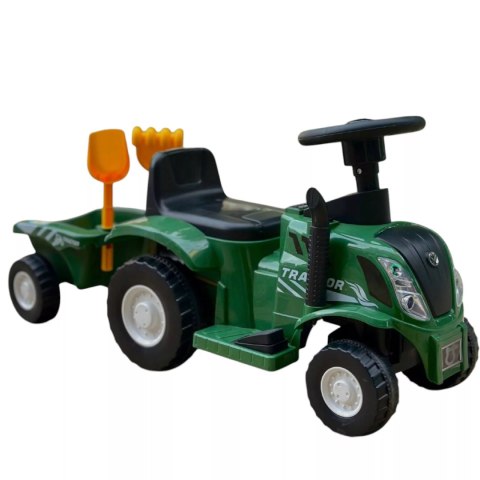 Elektryczny traktor jeździk na akumulator z przyczepą dźwiękami dla dzieci