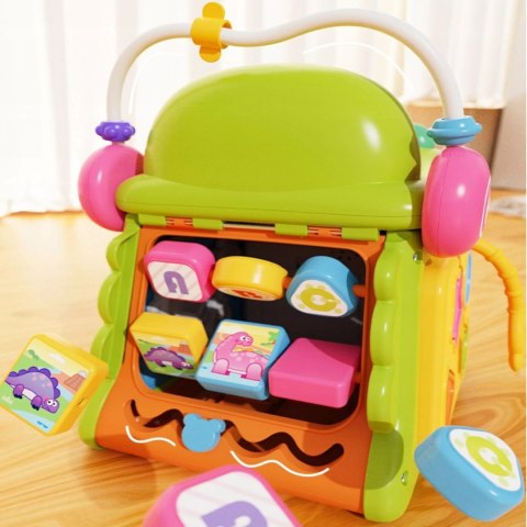 Kostka edukacyjna sorter pianinko sensoryczna labirynt zegar krokodyl MS007