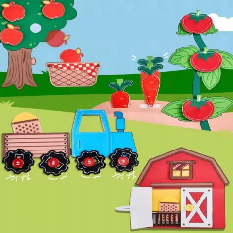 Sensoryczna filcowa książeczka dla dzieci farma zwierzątka na rzepy Montessori