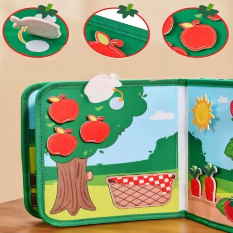 Sensoryczna filcowa książeczka dla dzieci farma zwierzątka na rzepy Montessori