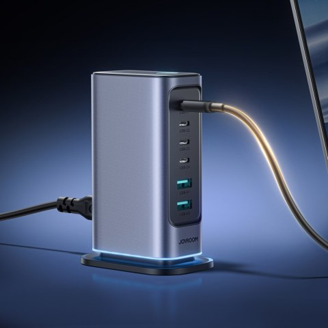 Stacja ładowania ładowarka wieloportowa GaN 65W EU 4x USB-C i 2x USB-A - ciemnoszara