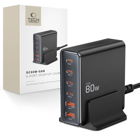Stacja ładująca do urządzeń 4x USB-C 2x USB-A 80W