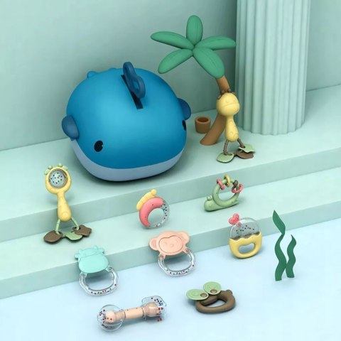 Zestaw Grzechotek i Gryzaków dla Niemowląt z Walizką Wielorybem + Suszarka 029A-2