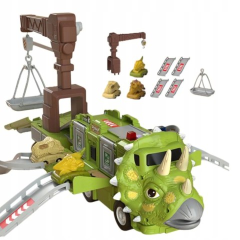 Ciężarówka dinozaur z autami triceratops dźwig 691