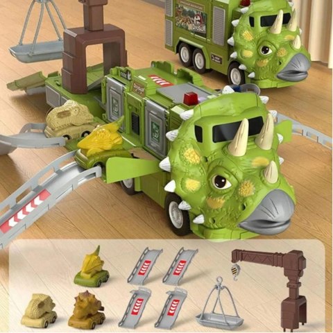 Ciężarówka dinozaur z autami triceratops dźwig 691