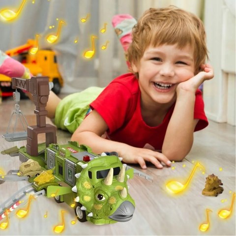 Ciężarówka dinozaur z autami triceratops dźwig 691