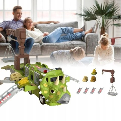 Ciężarówka dinozaur z autami triceratops dźwig 691