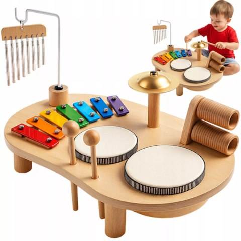 Drewniany stolik perkusyjny Montessori zestaw muzyczny dla dzieci