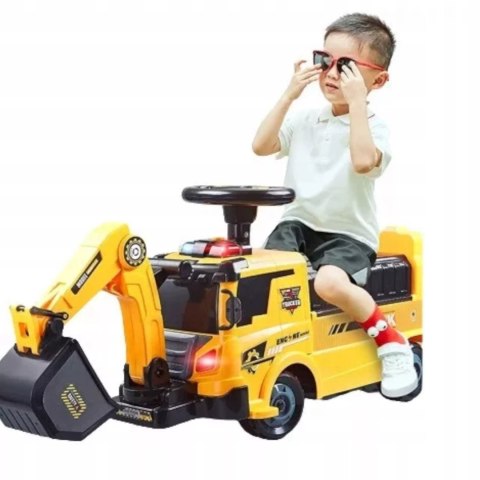 Jeździk 2w1 koparka + 4 autka rozkładany dźwig dźwięk ruchoma łyżka ZH922
