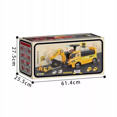 Jeździk 2w1 koparka + 4 autka rozkładany dźwig dźwięk ruchoma łyżka ZH922