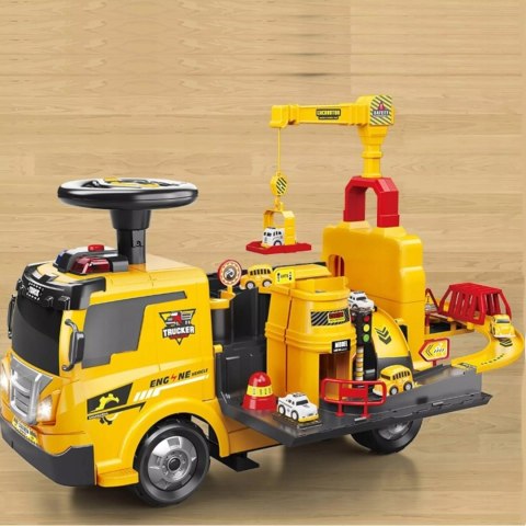 Jeździk 2w1pojazd budowlany + 4 autka rozkładany parking dźwig dźwięk ZH913