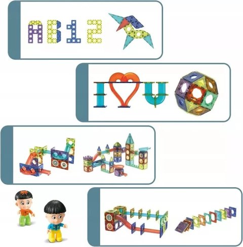 Klocki magnetyczne świecące tor kulkowy edukacyjny zestaw 75 elementów