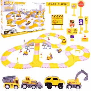 Tor samochodowy Budowlany 255 el. - auta pojazdy budowy zestaw dla dzieci