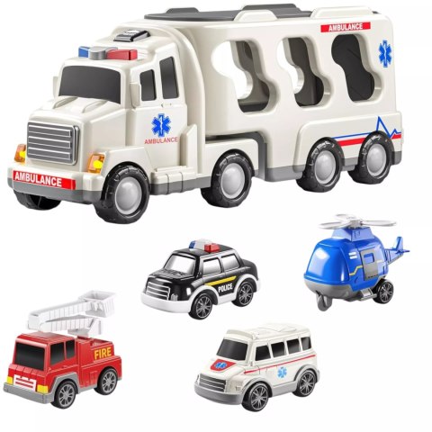 Zestaw laweta autka ambulans straż tir policja dźwięk światło SX600-21A