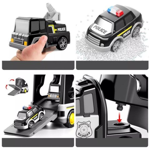 Zestaw laweta transportowa autka policyjne helikopter dźwięk SX600-23A