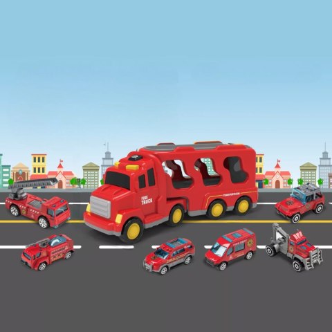 Zestaw strażacki laweta pojazdów straż pożarna tir dźwięk światło SX700-11