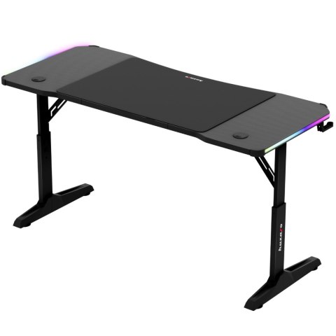 Biurko gamingowe dla graczy LED RGB HERO 3.6 regulacja wysokości 140x60cm - czarny