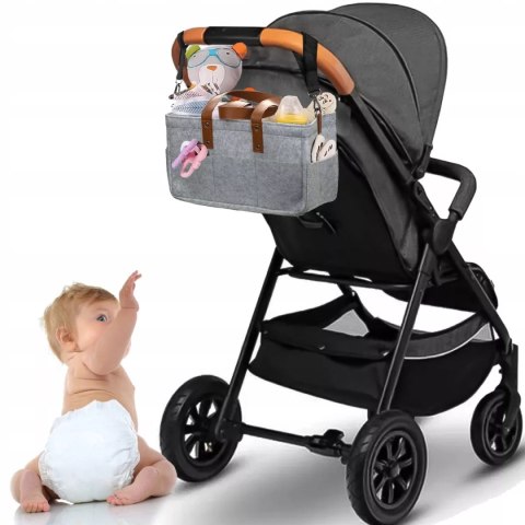 Duży Filcowy Organizer Szary XXL Dla Mamy i Maluszka Na Pieluszki i Akcesoria