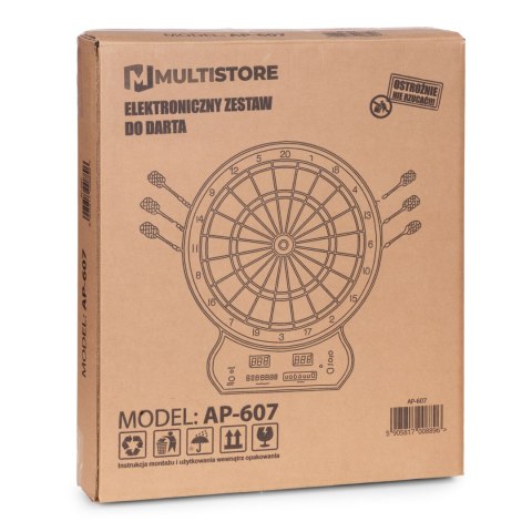 Elektroniczna tarcza do darta gry w rzutki lotki tablica LCD 42 cm 27 gier zestaw 12 rzutek