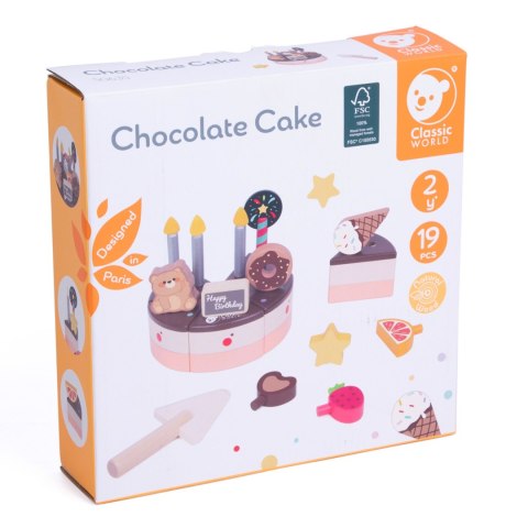 CLASSIC WORLD Drewniany Tort Urodzinowy do Krojenia 19el.