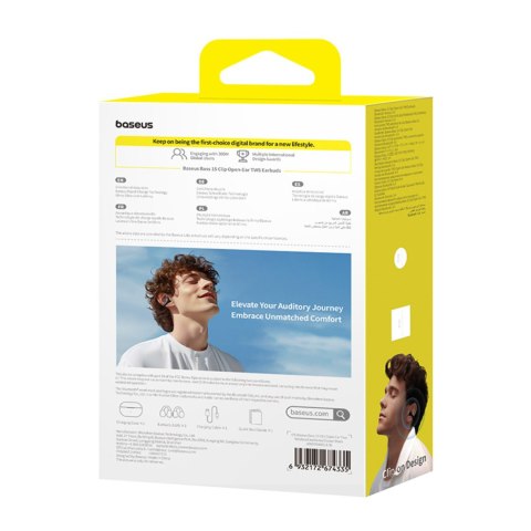 Słuchawki bezprzewodowe douszne otwarte Bass 15 Clip OWS z kablem USB-C - czarne