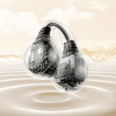 Słuchawki bezprzewodowe douszne otwarte Bass 15 Clip OWS z kablem USB-C - czarne