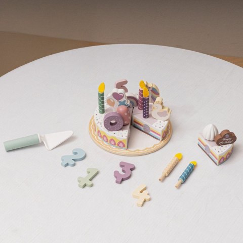 TOOKY TOY Drewniany Tort Urodzinowy Krajalny Na Rzepy