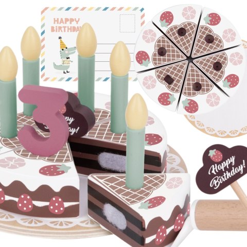 TOOKY TOY Drewniany Tort Urodzinowy ze Świeczkami Rzepy