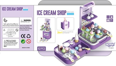 Walizka z Lodami 3w1 Kuchnia Sklepik Lodziarnia Przenośna 62 el.