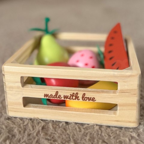 CLASSIC WORLD Zestaw Drewnianych Owoców w Koszyku 6 el.