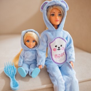 WOOPIE ROYAL Lalki Kombinezony Niebieskie Misie Zestaw 2szt.