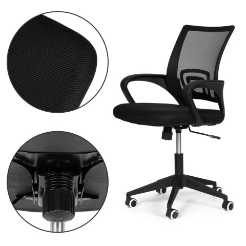 FOTEL BIUROWY KRZESŁO OBROTOWE WYPROFILOWANE CZARNE MODERNHOME