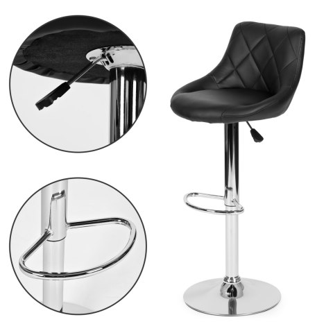 HOKER STOŁEK BAROWY OBROTOWY PODNÓŻEK REGULACJA WYSOKOŚCI CHROM EKOSKÓRA MODERNHOME