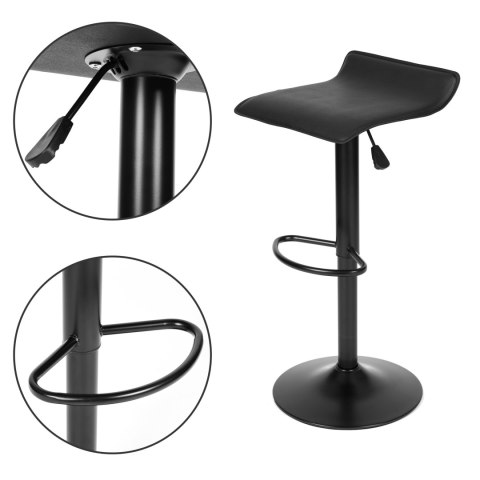 HOKER STOŁEK BAROWY OBROTOWY PODNÓŻEK REGULACJA WYSOKOŚCI CZARNY EKOSKÓRA MODERNHOME