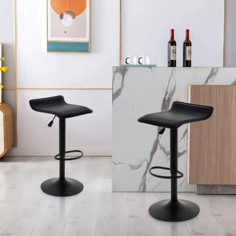 HOKER STOŁEK BAROWY OBROTOWY PODNÓŻEK REGULACJA WYSOKOŚCI CZARNY EKOSKÓRA MODERNHOME