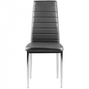 KRZESŁO Z EKOSKÓRY DO SALONU I JADALNI 4SZT. CHROMOWANE NOGI SZARE