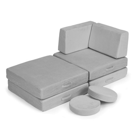 SOFA MODUŁOWA DUŻA SKŁADANA DLA DZIECI DIY 8 MIĘKKICH PODUCH - SZARA ECOTOYS