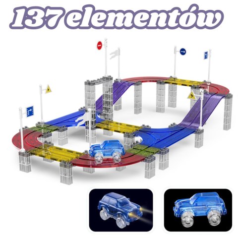WOOPIE Magnetyczny Tor Samochodowy Wyścigowy + Autko 137 El.
