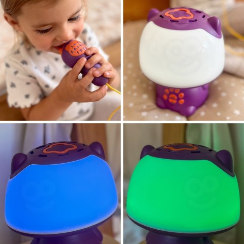 WOOPIE Multifunkcyjna Lampka RGB Głośnik Bluetooth Karaoke Modulator Głosu Karta SD Fioletowa