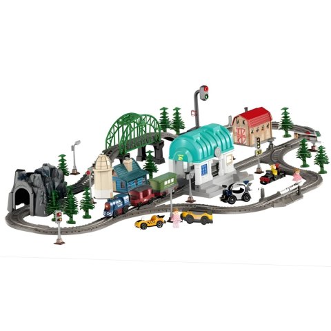 WOOPIE Pociąg Elektryczny Kolejka Tor XXL Ciuchcia Lokomotywa Zestaw Miasteczko 108 el.