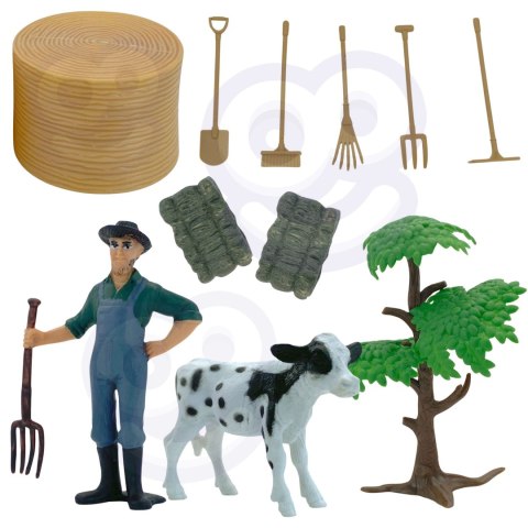 WOOPIE Zestaw Mini Farma Traktor Zwierzęta Osada Farma Rolnik 1:24