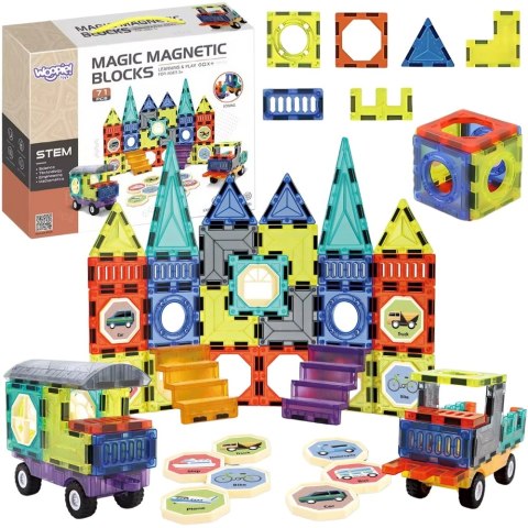 WOOPIE Klocki Magnetyczne 3D Zestaw Zamek Pojazdy 71el.