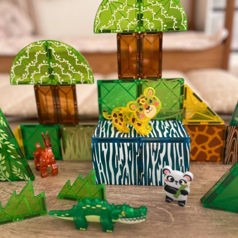 WOOPIE Klocki Magnetyczne Konstrukcyjne 3D Zestaw Edukacyjny Rzadkie Zwierzęta 45el.